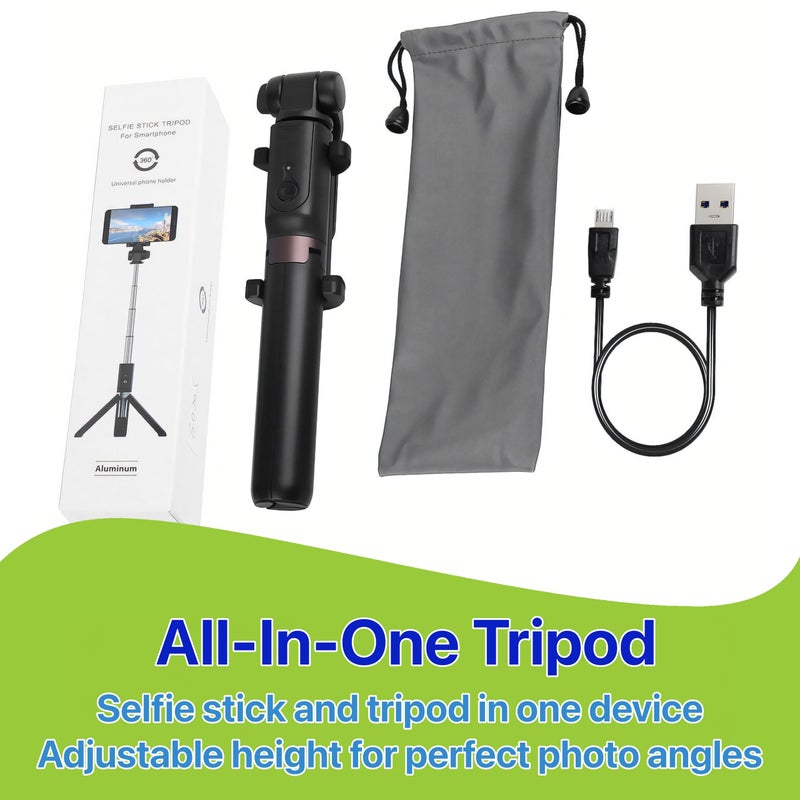 Pokanic Selfie Stick Tripod with Wireless Remote Controller Pouch Extendable Adjustable Stand Mount Light-Weight V-Log Compatible with All Apple iPhone, Samsung Galaxy (Black) - Image 4